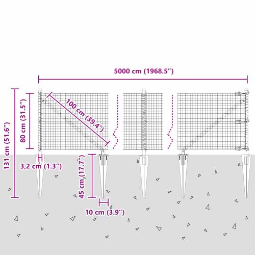 zavarena žičana ograda sa 13 šiljaka siva 0.8x50 m čelik Cijena