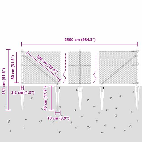Hemisferična ograda siva 0,8x25 m čelik Cijena