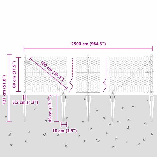 Heksagonska Ograda Siva 0.8x25 m Čelik Cijena