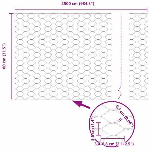 Heksagonska Ograda Siva 0.8x25 m Čelik Cijena