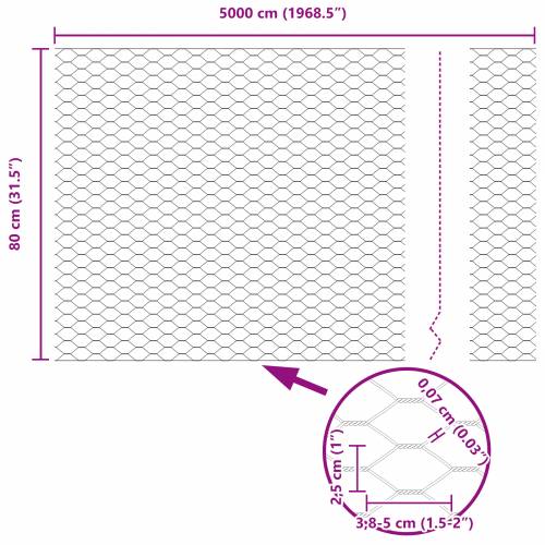 Heksagonalna Ograda Siva 0.8x50 m Čelik Cijena