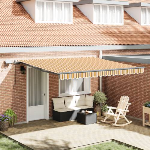 Ručno uvlačiva tenda s LED multicolour prugom 400x350 cm Cijena