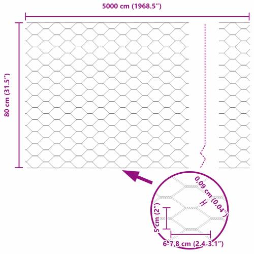 Heksagonalna ograda Siva 0.8x50 m Čelik Cijena