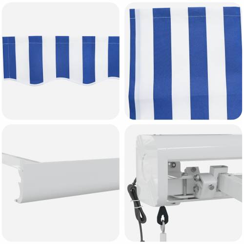 automatska uvlačna tenda plava i bijela 450x300 cm Cijena