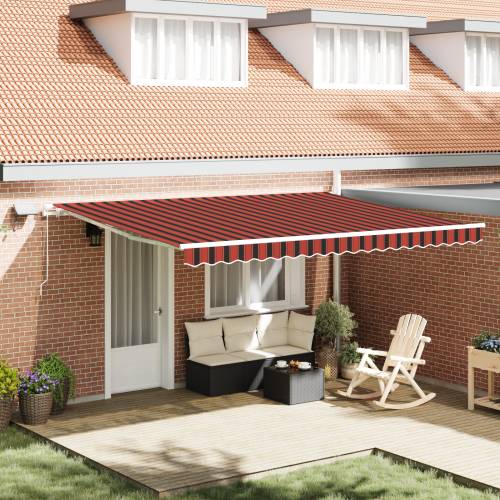 Ručna uvlaka tenda s LED-icama, narančasta i smeđa 450x300 cm Cijena