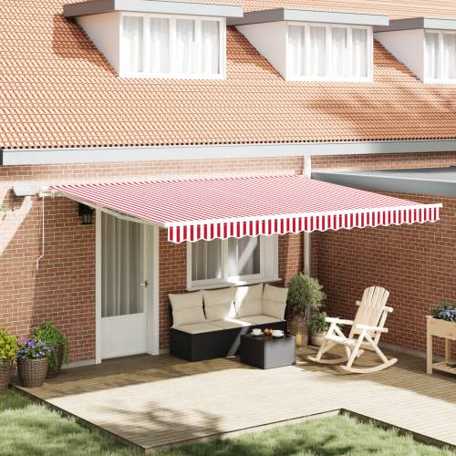 Ručno uvlačiva tenda s LED crveno-bijelim prugama 450x300 cm Cijena