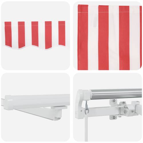 Ručno uvlačiva tenda s LED crveno-bijelim prugama 450x300 cm Cijena