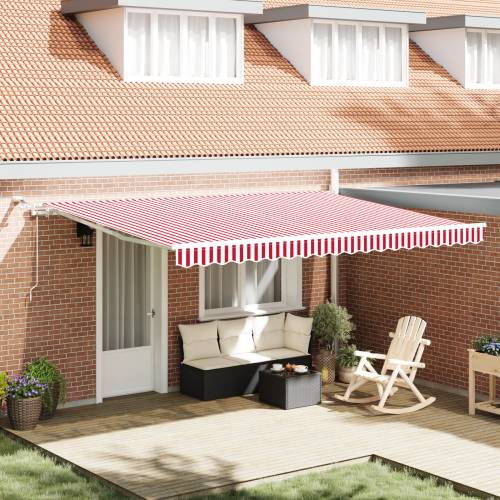 automatska uvlačiva tenda s LED crvena i bijela pruga 450x300 cm Cijena