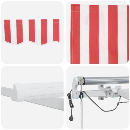 automatska uvlačiva tenda s LED crvena i bijela pruga 450x300 cm Cijena
