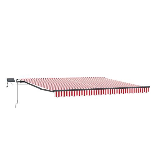 Ručna uvlačiva tenda s LED crvenom i bijelom prugom 450x300 cm Cijena
