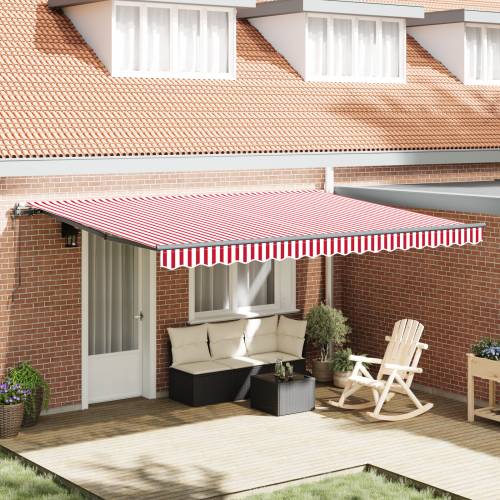 automatska uvlačna tenda crvene i bijele pruge 450x300 cm Cijena