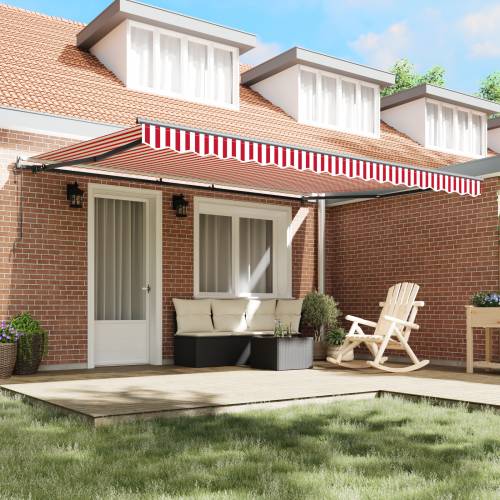 automatska uvlačna tenda crvene i bijele pruge 450x300 cm Cijena