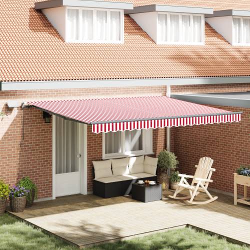 Ručna uvlačiva tenda s LED crveno-bijelim prugama 450x350 cm Cijena