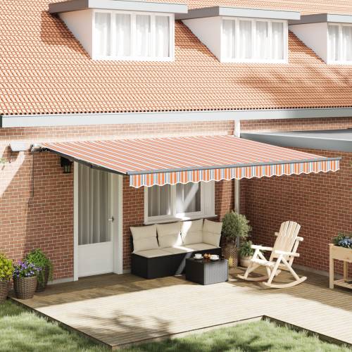 Ručna uvlačna tenda s LED višebojnim prugama 450x350 cm Cijena