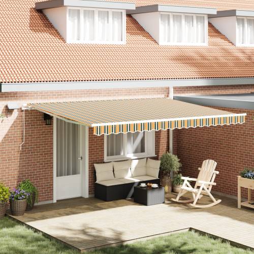 Ručno uvlačiva tendica s LED zeleno-žutom 450x350 cm Cijena