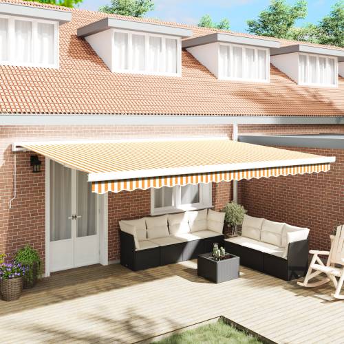 Ručna uvlaka tenda narančasta i bijela 500x300 cm Cijena