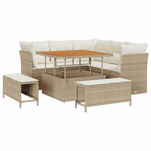 8 komadni vrtni sofa set s jastučićima bež poli ratan akacija Cijena