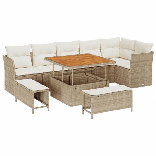 9-dijelni vrtni sofa set s jastučićima bež poli rattan akacija Cijena