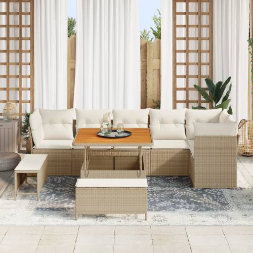 9-dijelni vrtni sofa set s jastučićima bež poli rattan akacija Cijena