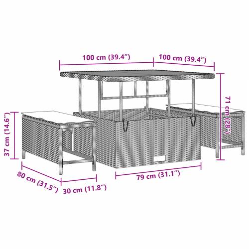 9-dijelni vrtni sofa set s jastučićima bež poli rattan akacija Cijena