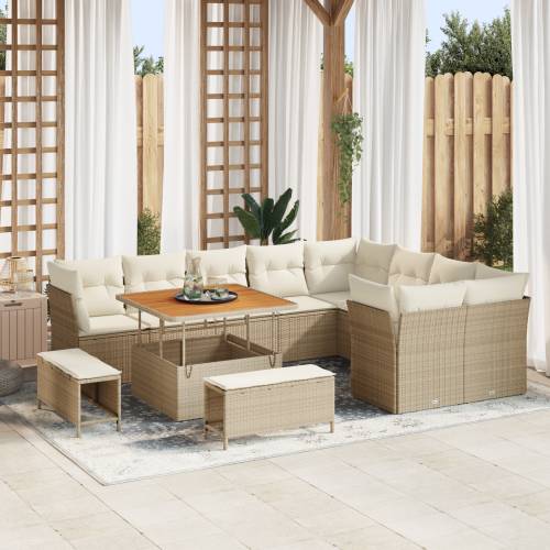 12-dijelni vrtni sofa set s jastučićima bež poli ratan akacija Cijena