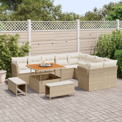 12-dijelni vrtni sofa set s jastučićima bež poli ratan akacija Cijena