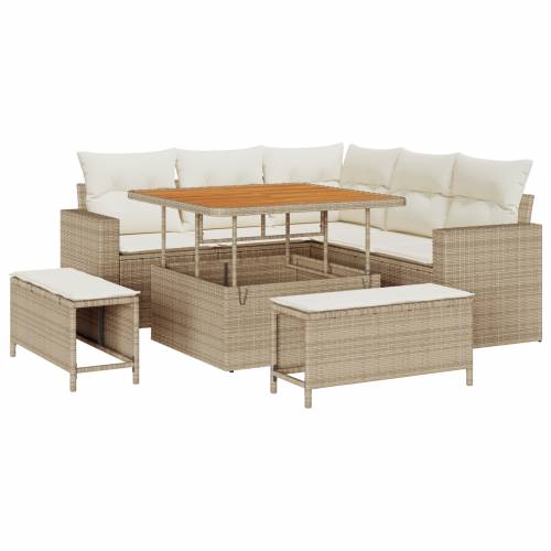 8-dijelni vrtni sofa set s jastučićima bež poli ratan akacija Cijena