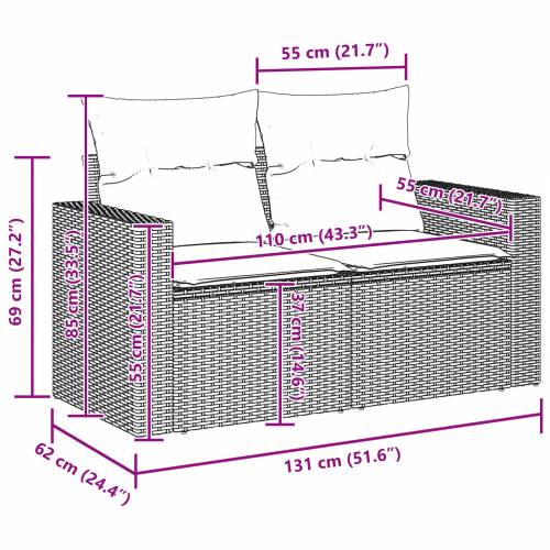 8-dijelni vrtni sofa set s jastučićima bež poli ratan akacija Cijena