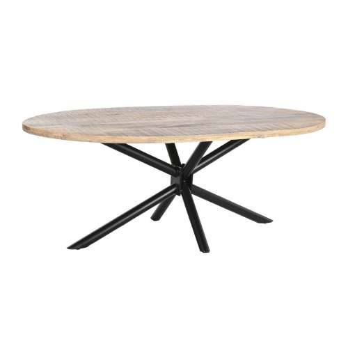 Blagavaonski stol DKD Home Decor Prirodno Crna Metal Drvo Manga 200 x 100 x 76 cm Cijena