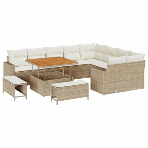 12-dijelni vrtni set sofa s jastučićima bež poli ratan akacija Cijena