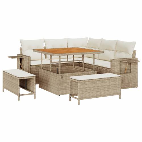 8 komadni vrtni sofa set s jastucima bež poli ratan akacija Cijena