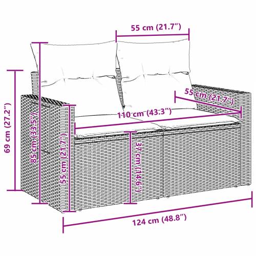 8 komadni vrtni sofa set s jastucima bež poli ratan akacija Cijena