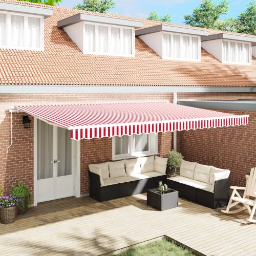 Ručna uvlačna tenda crveno-bijelih pruga 500x300 cm Cijena