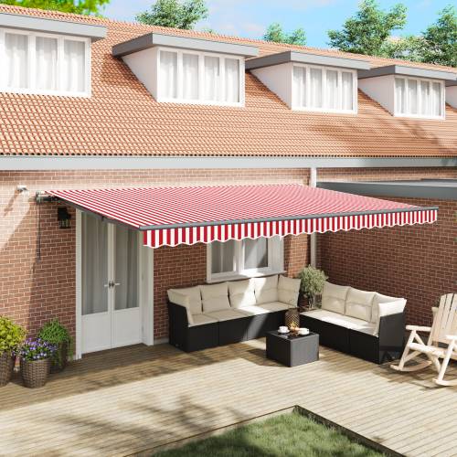 Automatska uvlaka tenda s LED crvenim i bijelim prugama 500x300 cm Cijena