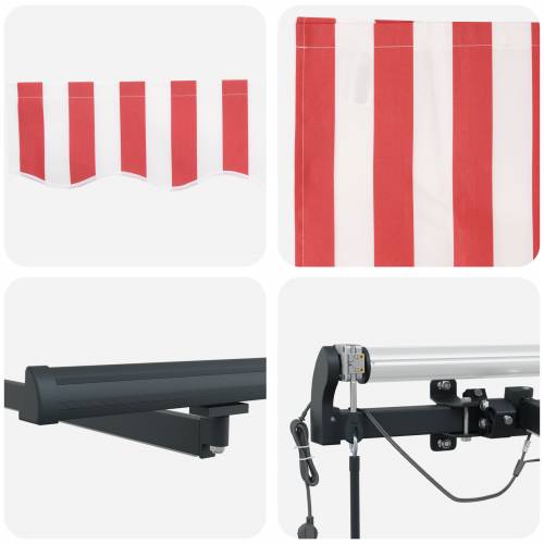 Automatska uvlaka tenda s LED crvenim i bijelim prugama 500x300 cm Cijena