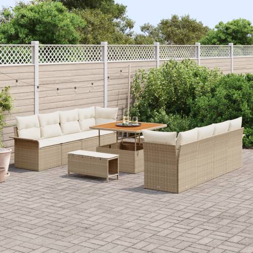 set vrtnih sofa od 11 dijelova s jastučićima bež poliratan acacia Cijena