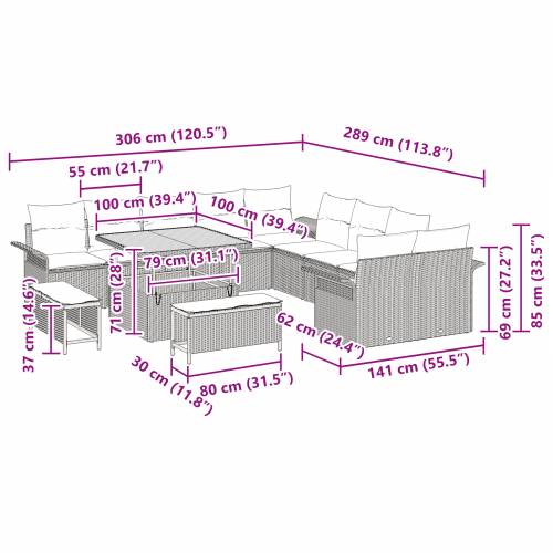 set od 13 dijelova vrtnih sofa s jastučićima bež poli ratan akacije Cijena