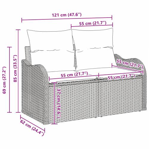 8-dijelni vrtni kauč set s jastučićima bež poli ratan akacija Cijena
