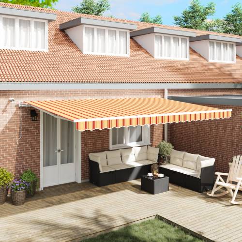 Automatska uvlačna tenda s LED žutom i narančastom 500x350 cm Cijena