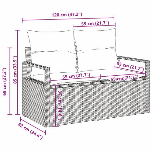 8-dijelni set vrtnog namještaja s jastučićima Bež Poli Rattan Akacija Cijena