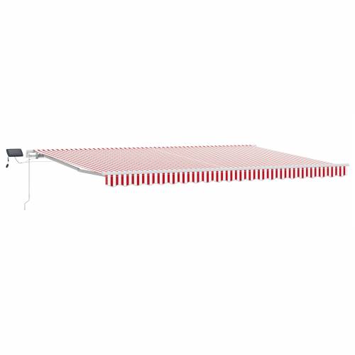 Ručno uvlačiva tenda s LED crvenim i bijelim prugama 500x350 cm Cijena