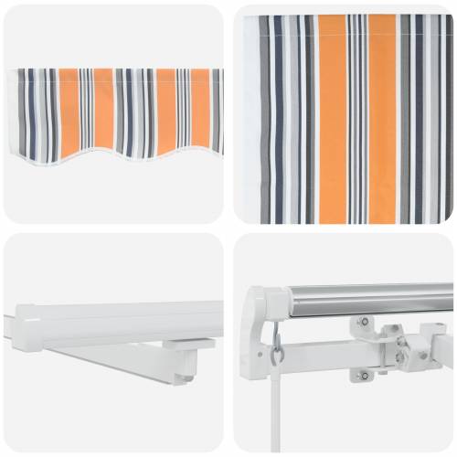 Ručno uvlačna tenda s LED višebojnim prugama 500x350 cm Cijena