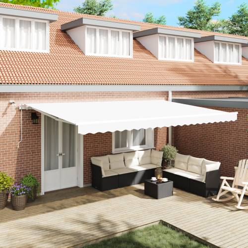 Automatska uvlačiva tenda s LED Bijela 500x350 cm Cijena