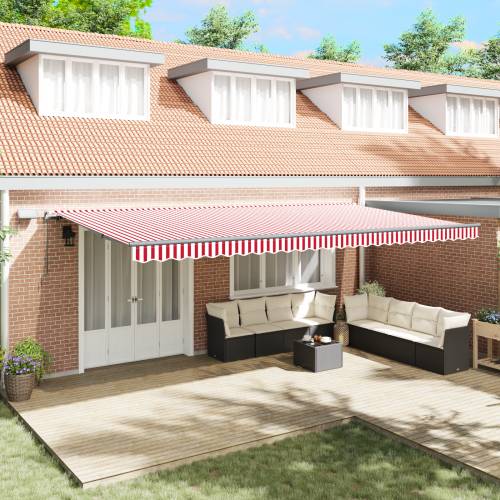 Ručna uvlačiva tenda s LED crveno-bijelim prugama 600x300 cm Cijena