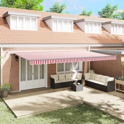 Automatska uvlačna tenda s LED crvenim i bijelim prugama 600x300 cm Cijena