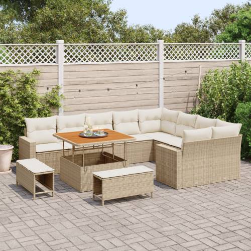 12-dijelni vrtni sofa set s jastucima bež poli ratan akacija Cijena