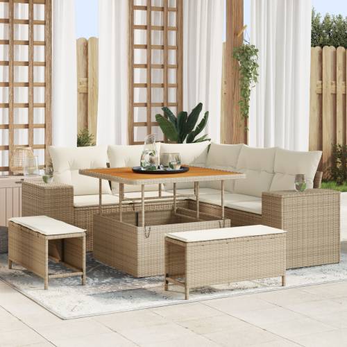 8-dijelni vrtni sofa set s jastucima bež poli ratan akacija Cijena