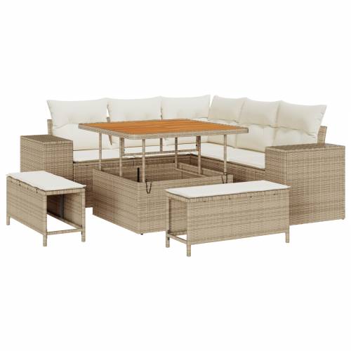 8-dijelni vrtni sofa set s jastucima bež poli ratan akacija Cijena