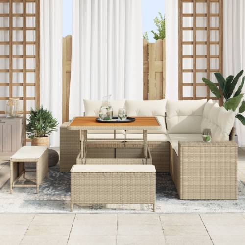 8-dijelni vrtni sofa set s jastucima bež poli ratan akacija Cijena