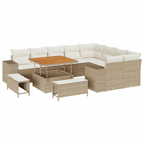 set od 12 komada vrtnih sofa s jastučićima bež poli ratan akacija Cijena